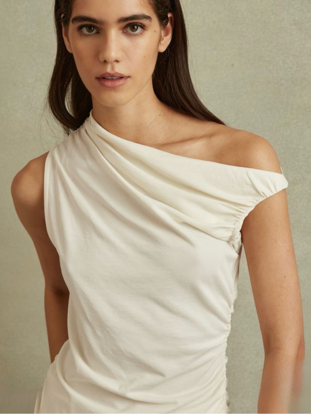 Reiss-Dylan Ruched Off-The-Shoulder Top in Ivory